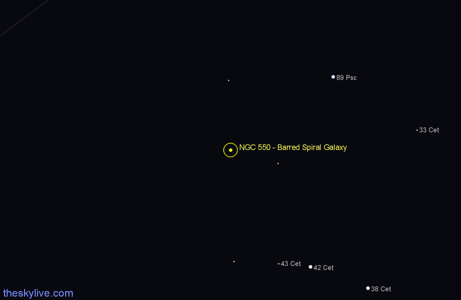 Finder chart NGC 550 - Barred Spiral Galaxy in Cetus star