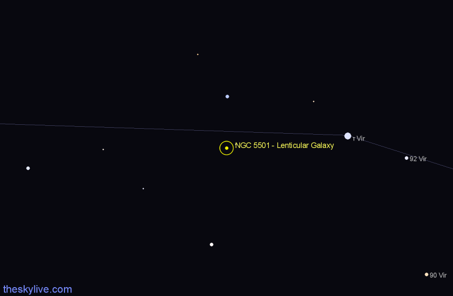 Finder chart NGC 5501 - Lenticular Galaxy in Virgo star