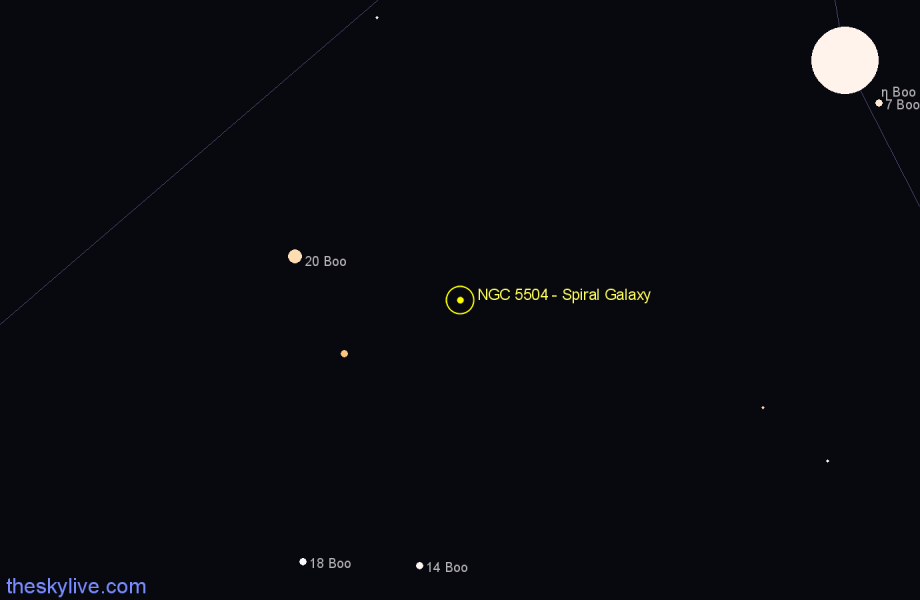 Finder chart NGC 5504 - Spiral Galaxy in Boötes star