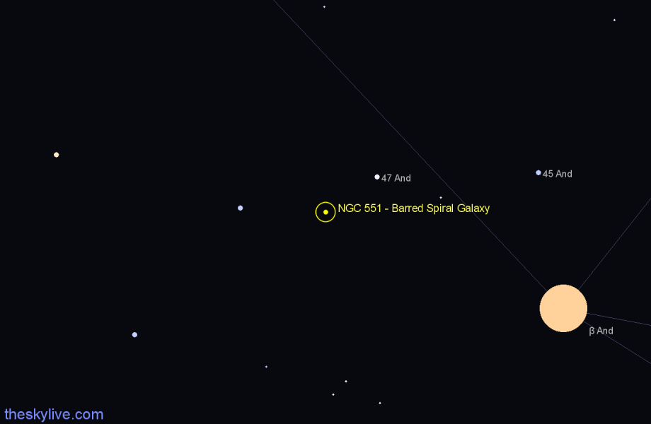 Finder chart NGC 551 - Barred Spiral Galaxy in Andromeda star