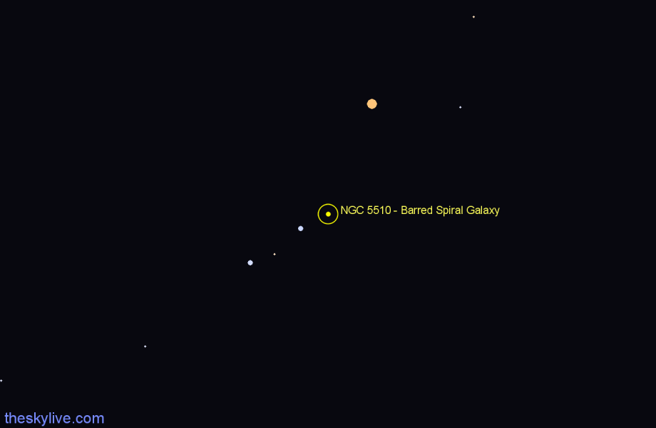 Finder chart NGC 5510 - Barred Spiral Galaxy in Virgo star