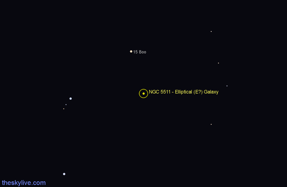 Finder chart NGC 5511 - Elliptical (E?) Galaxy in Boötes star