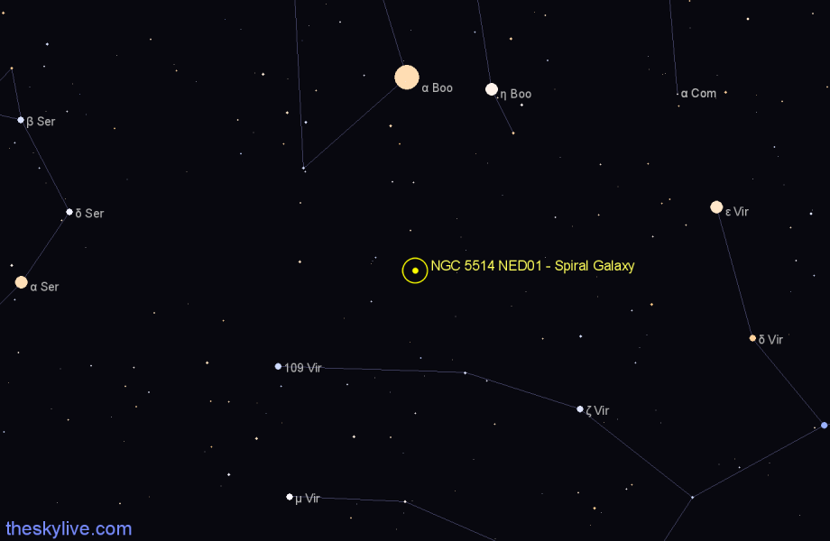 Finder chart NGC 5514 NED01 - Spiral Galaxy in Boötes star