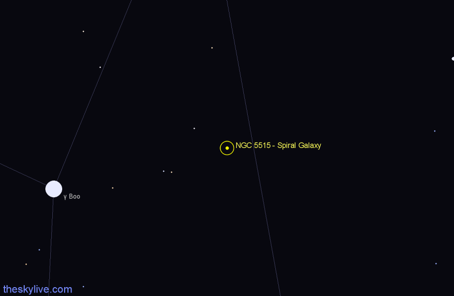 Finder chart NGC 5515 - Spiral Galaxy in Boötes star