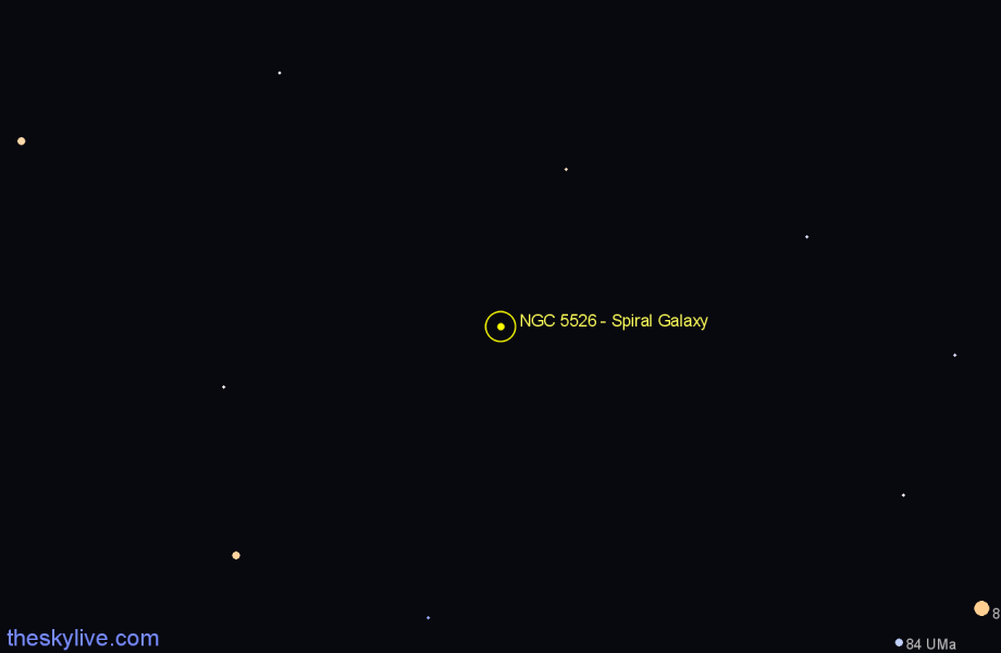 Finder chart NGC 5526 - Spiral Galaxy in Ursa Major star