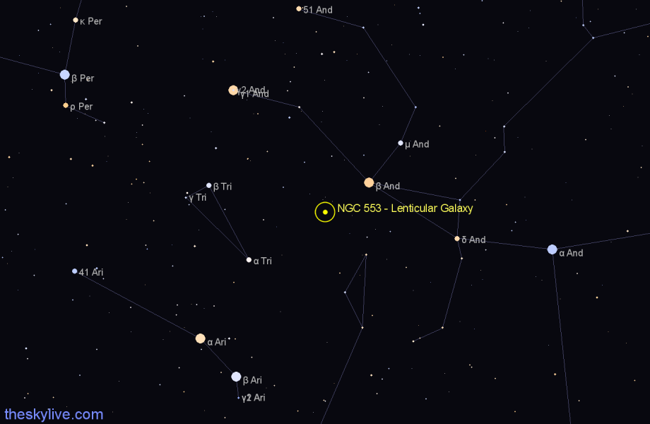 Finder chart NGC 553 - Lenticular Galaxy in Pisces star