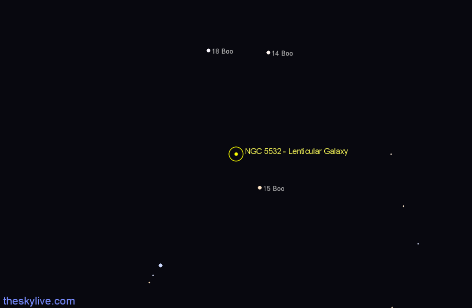 Finder chart NGC 5532 - Lenticular Galaxy in Boötes star