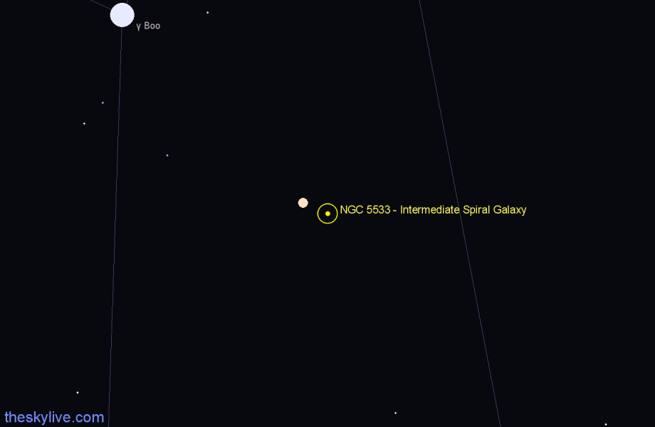 Finder chart NGC 5533 - Intermediate Spiral Galaxy in Boötes star