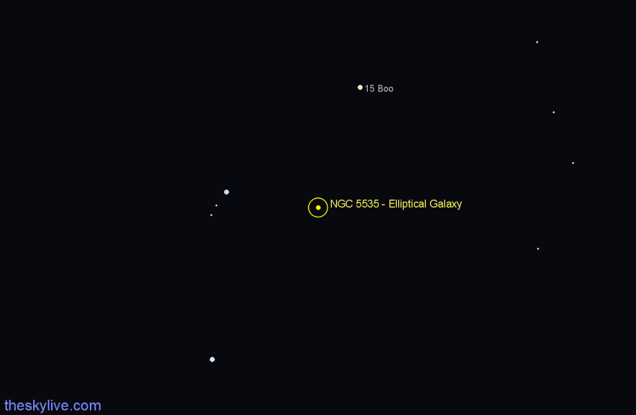 Finder chart NGC 5535 - Elliptical Galaxy in Boötes star