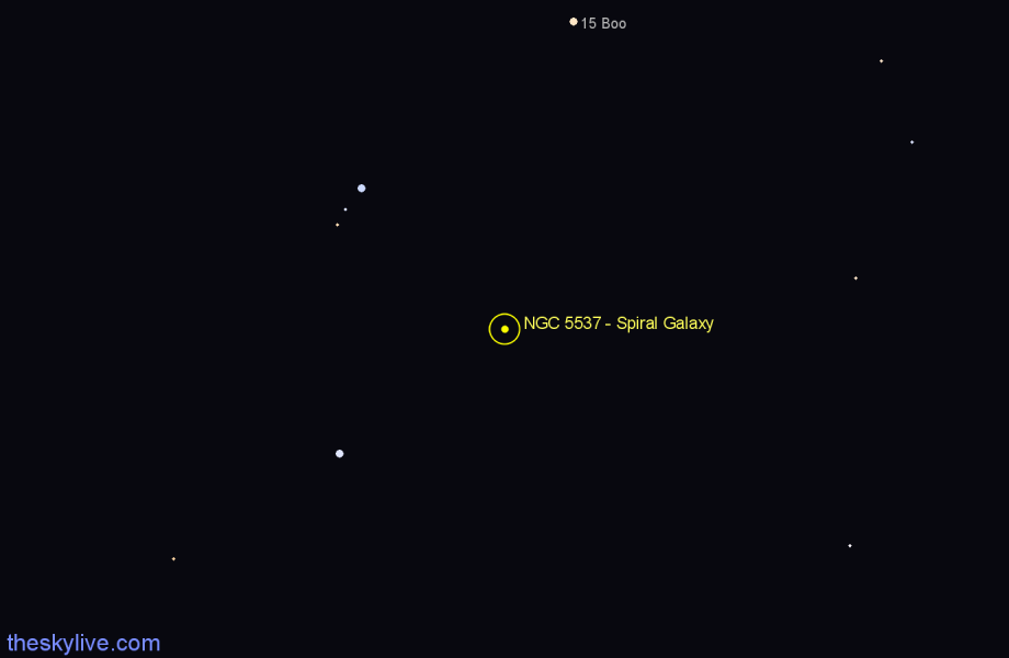 Finder chart NGC 5537 - Spiral Galaxy in Virgo star