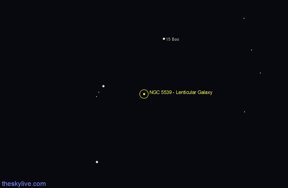 Finder chart NGC 5539 - Lenticular Galaxy in Boötes star