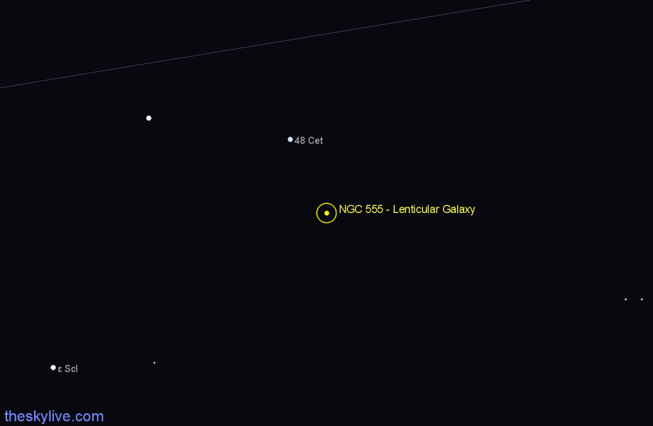 Finder chart NGC 555 - Lenticular Galaxy in Cetus star