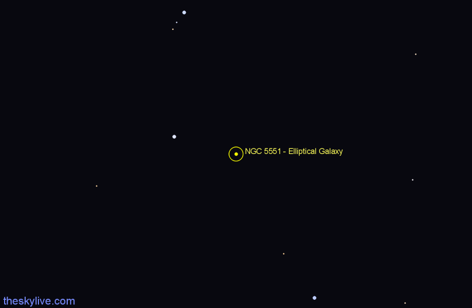 Finder chart NGC 5551 - Elliptical Galaxy in Virgo star