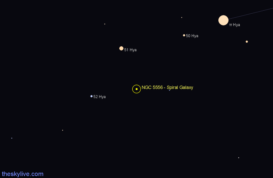 Finder chart NGC 5556 - Spiral Galaxy in Hydra star