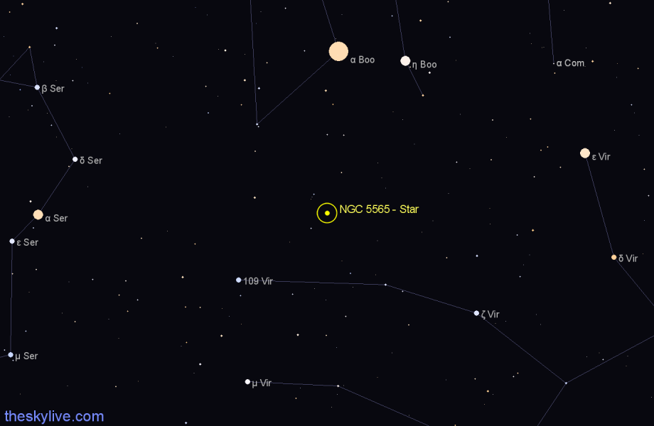 Finder chart NGC 5565 - Star in Virgo star