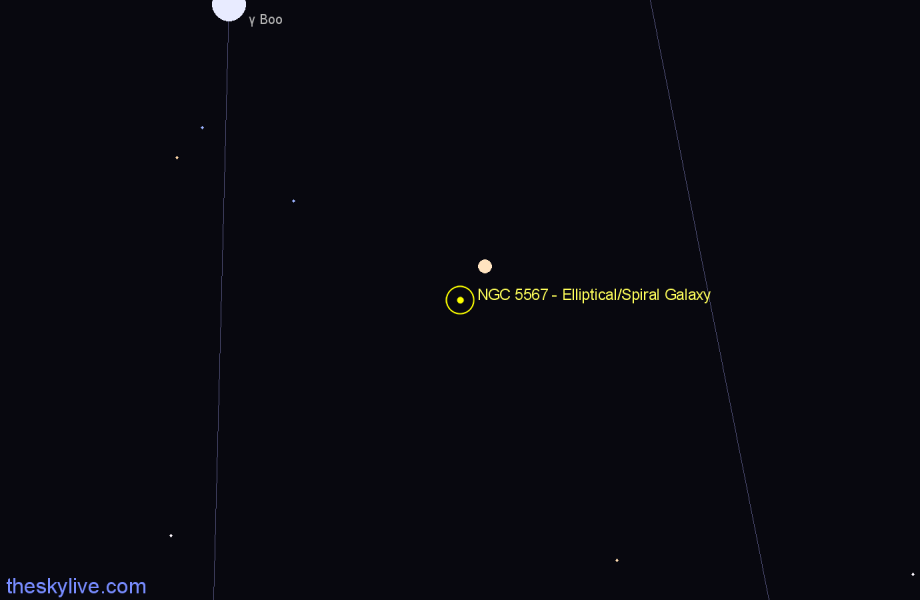 Finder chart NGC 5567 - Elliptical/Spiral Galaxy in Boötes star