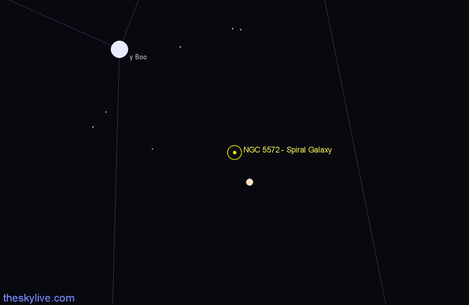 Finder chart NGC 5572 - Spiral Galaxy in Boötes star