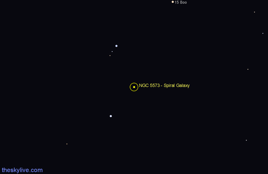 Finder chart NGC 5573 - Spiral Galaxy in Virgo star