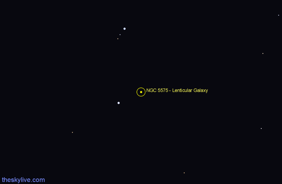 Finder chart NGC 5575 - Lenticular Galaxy in Virgo star
