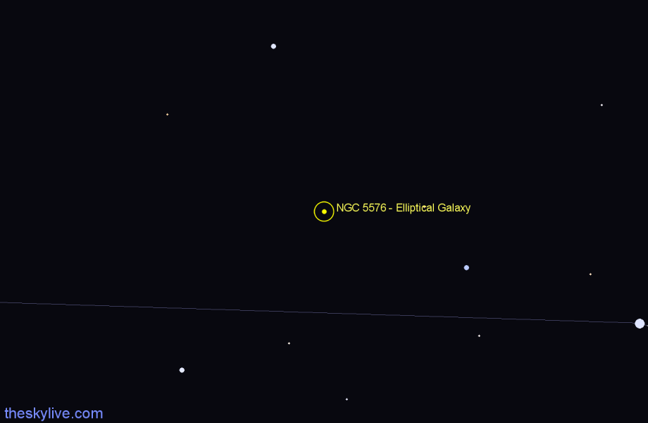 Finder chart NGC 5576 - Elliptical Galaxy in Virgo star