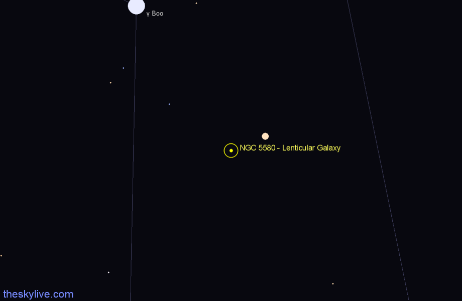 Finder chart NGC 5580 - Lenticular Galaxy in Boötes star