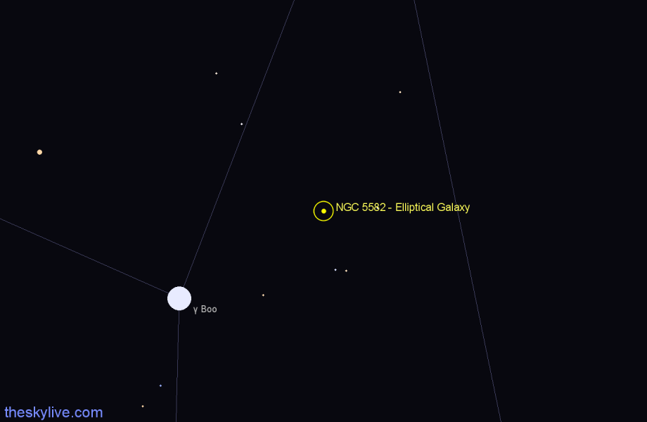 Finder chart NGC 5582 - Elliptical Galaxy in Boötes star