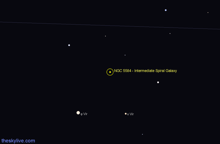 Finder chart NGC 5584 - Intermediate Spiral Galaxy in Virgo star