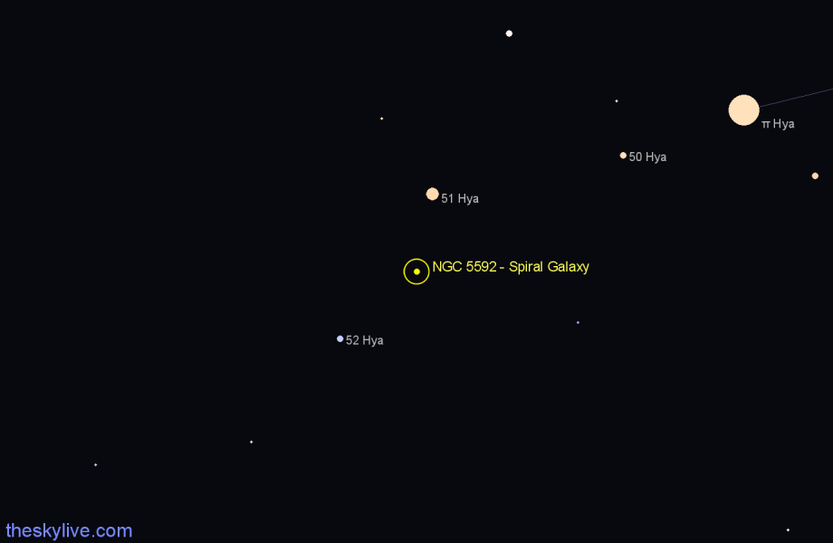 Finder chart NGC 5592 - Spiral Galaxy in Hydra star