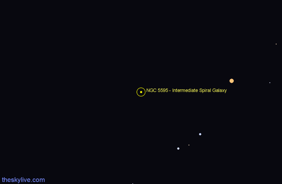 Finder chart NGC 5595 - Intermediate Spiral Galaxy in Libra star