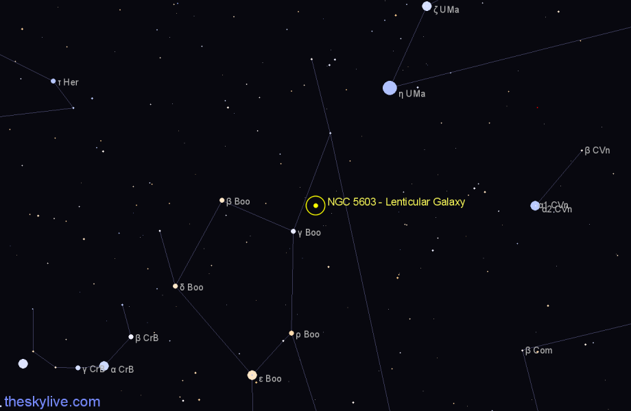 Finder chart NGC 5603 - Lenticular Galaxy in Boötes star