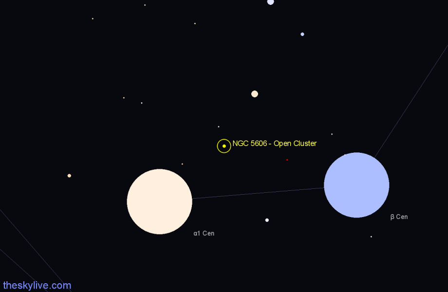 Finder chart NGC 5606 - Open Cluster in Centaurus star