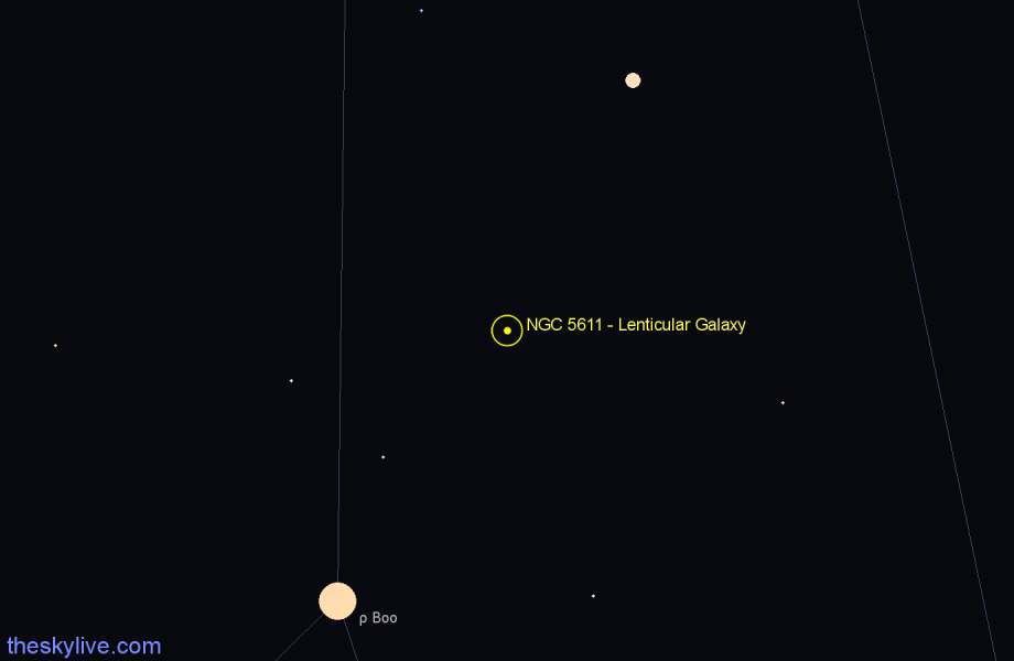 Finder chart NGC 5611 - Lenticular Galaxy in Boötes star