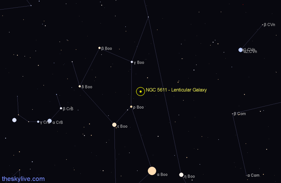 Finder chart NGC 5611 - Lenticular Galaxy in Boötes star