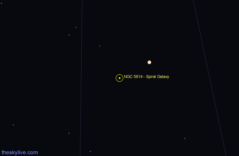 Finder chart NGC 5614 - Spiral Galaxy in Boötes star