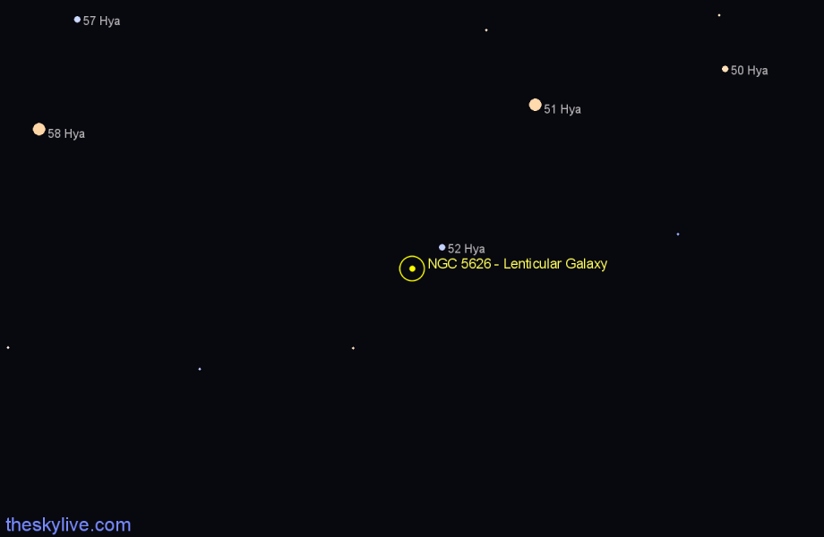 Finder chart NGC 5626 - Lenticular Galaxy in Hydra star