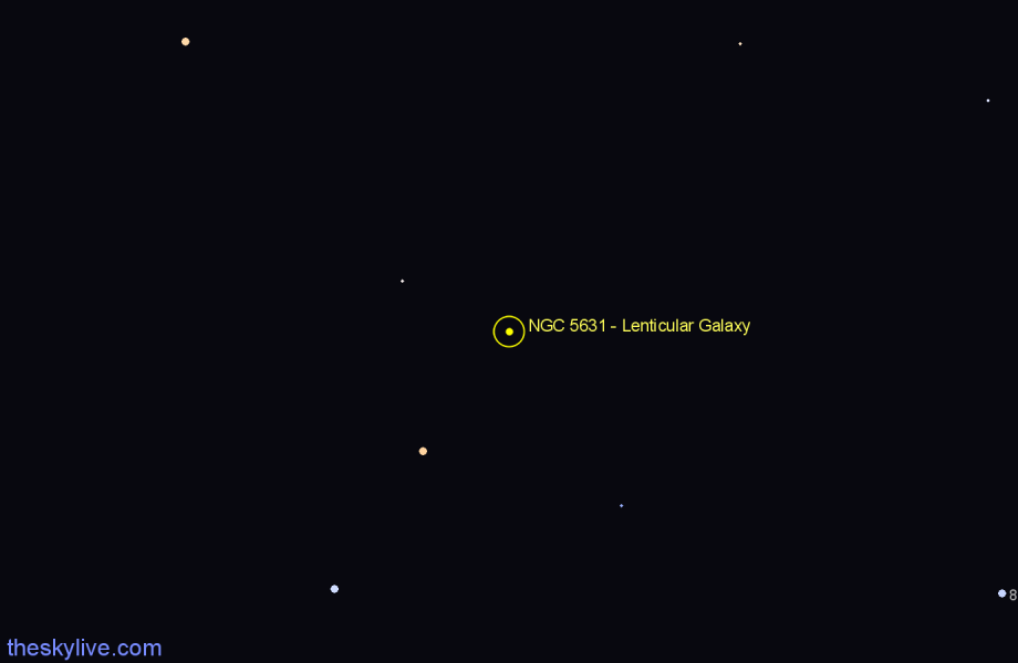 Finder chart NGC 5631 - Lenticular Galaxy in Ursa Major star