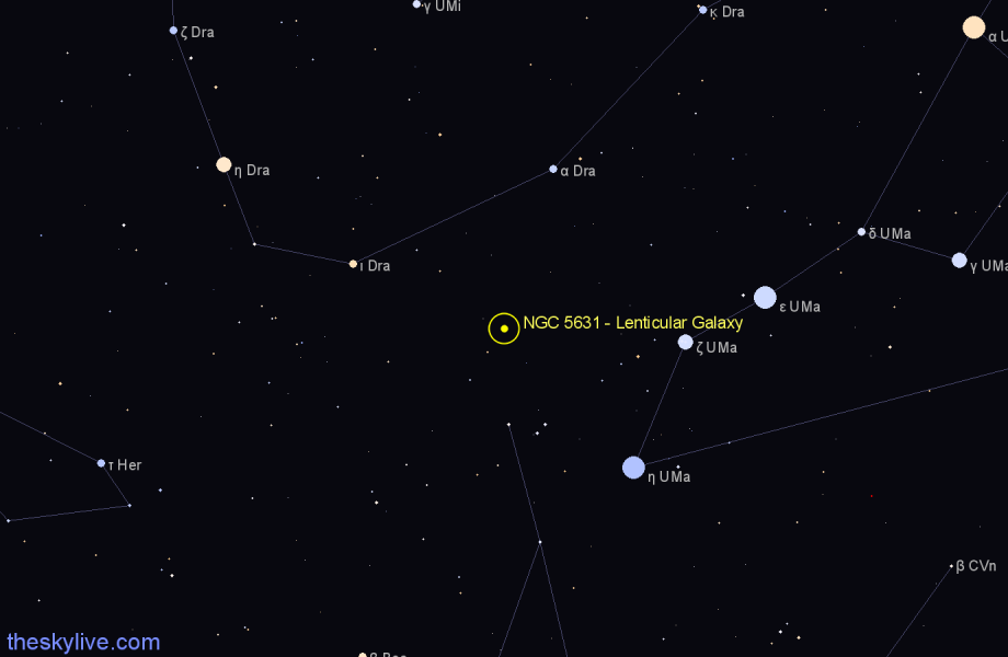 Finder chart NGC 5631 - Lenticular Galaxy in Ursa Major star