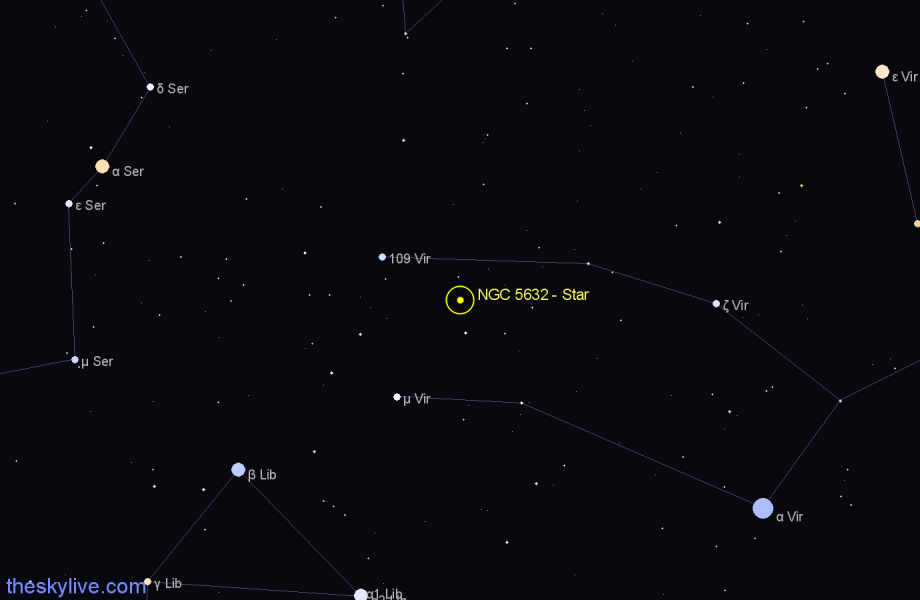 Finder chart NGC 5632 - Star in Virgo star