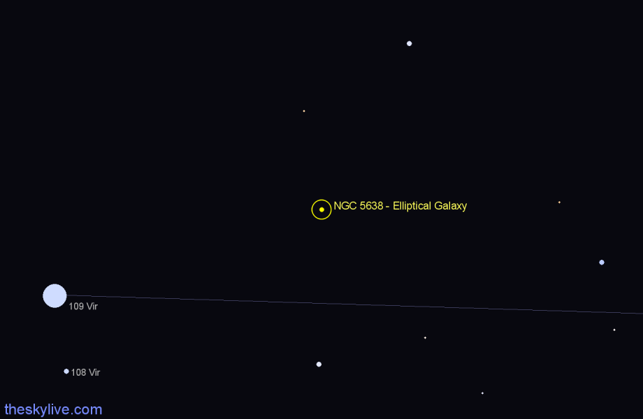 Finder chart NGC 5638 - Elliptical Galaxy in Virgo star