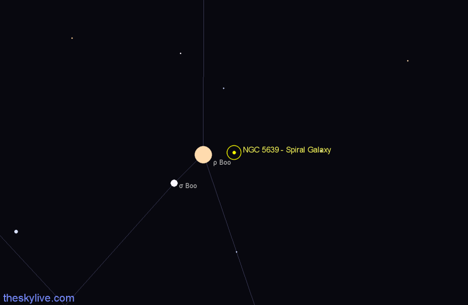 Finder chart NGC 5639 - Spiral Galaxy in Boötes star