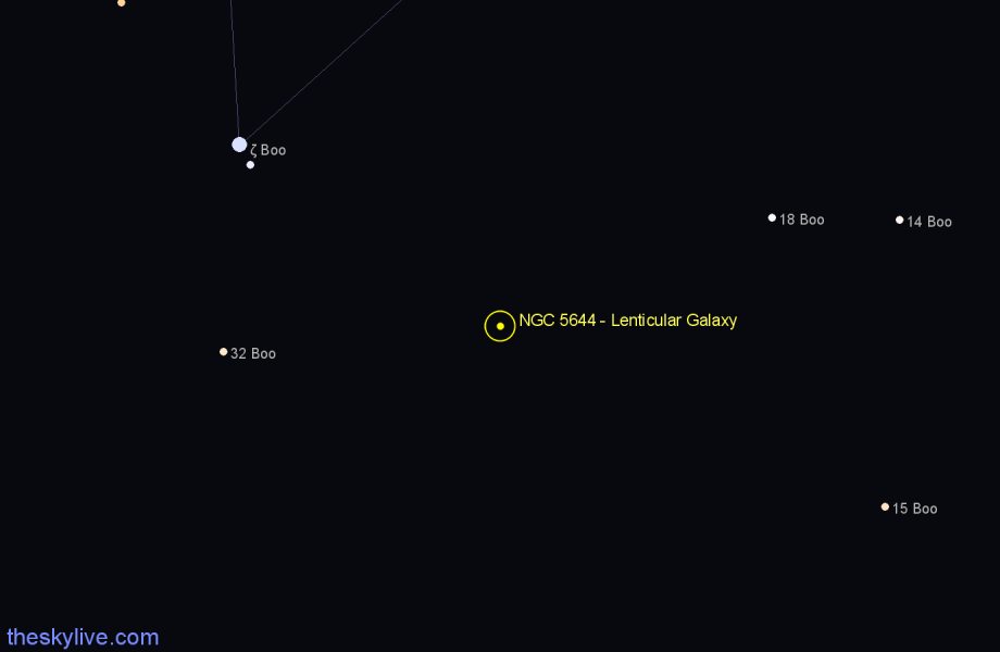 Finder chart NGC 5644 - Lenticular Galaxy in Boötes star