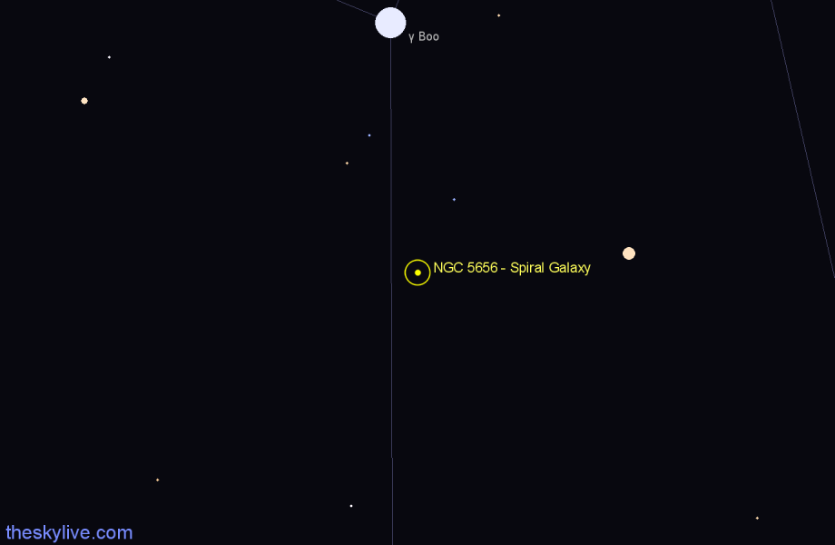 Finder chart NGC 5656 - Spiral Galaxy in Boötes star