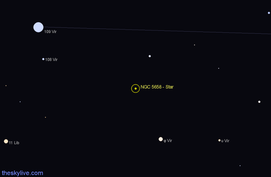 Finder chart NGC 5658 - Star in Virgo star