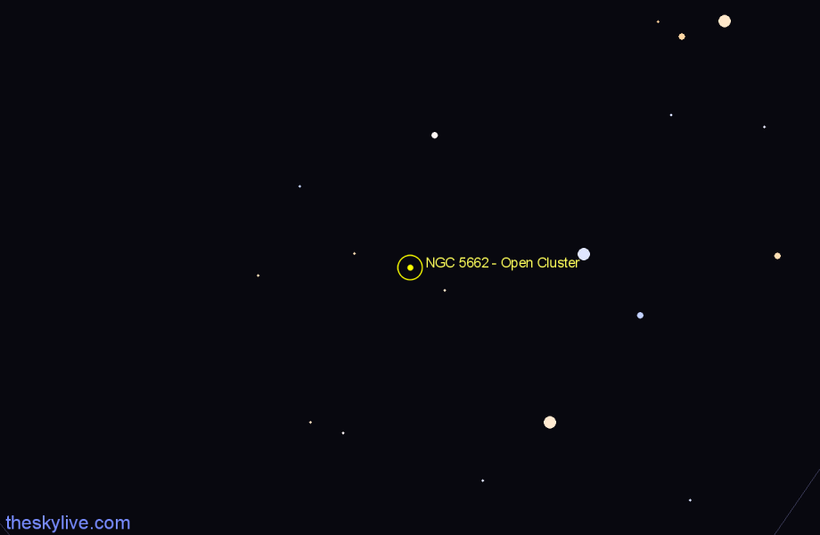 Finder chart NGC 5662 - Open Cluster in Centaurus star