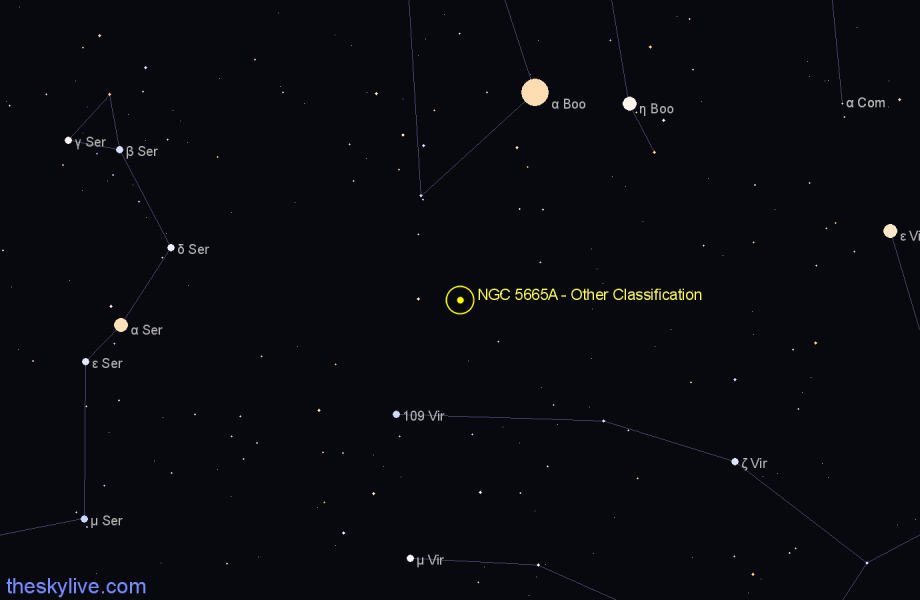 Finder chart NGC 5665A - Other Classification in Boötes star