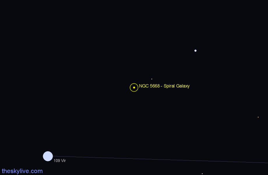 Finder chart NGC 5668 - Spiral Galaxy in Virgo star