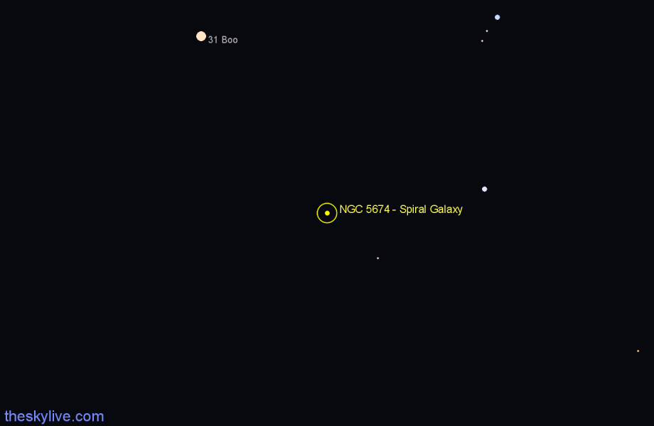 Finder chart NGC 5674 - Spiral Galaxy in Virgo star