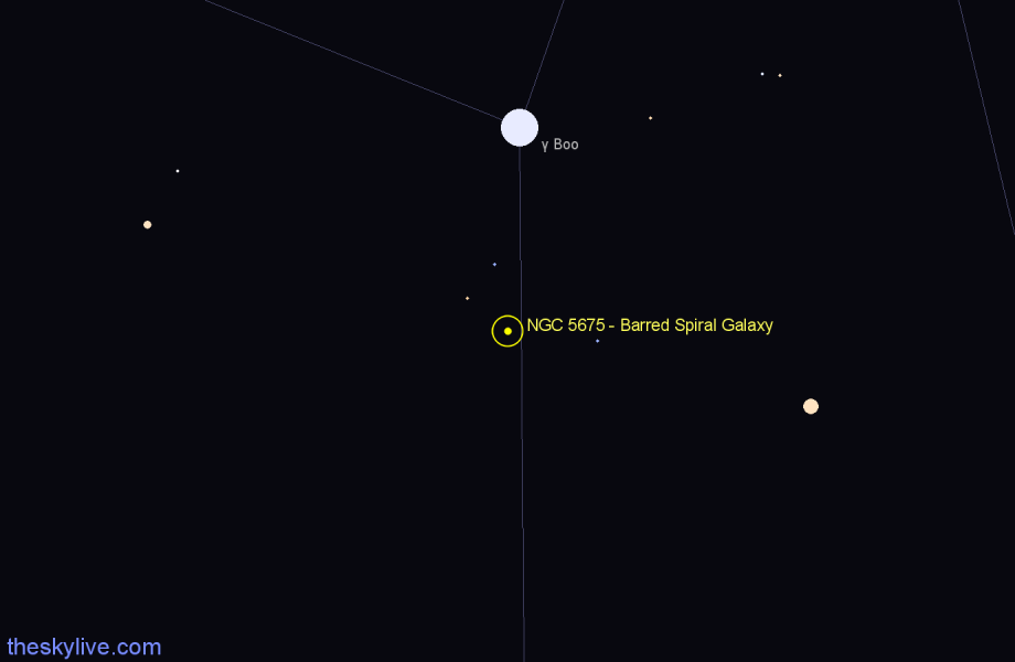 Finder chart NGC 5675 - Barred Spiral Galaxy in Boötes star