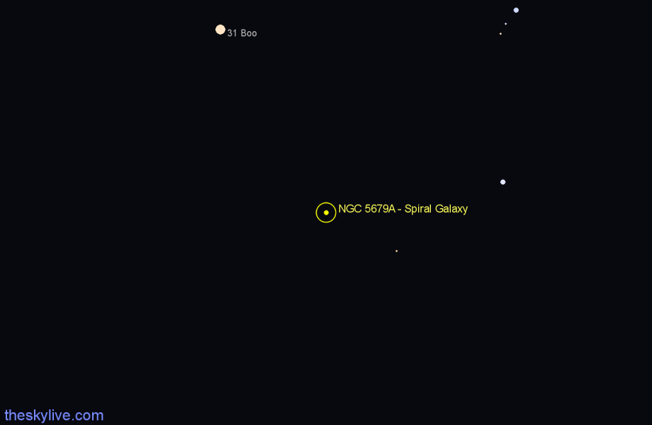 Finder chart NGC 5679A - Spiral Galaxy in Virgo star