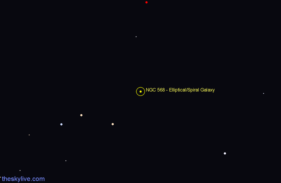 Finder chart NGC 568 - Elliptical/Spiral Galaxy in Sculptor star